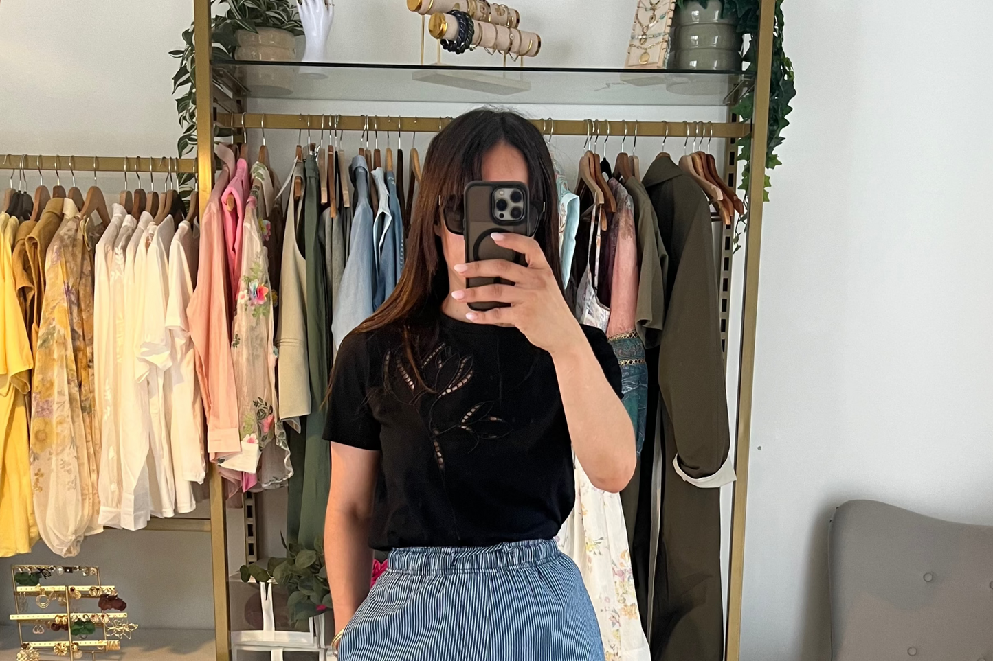 T-shirt noir brodé