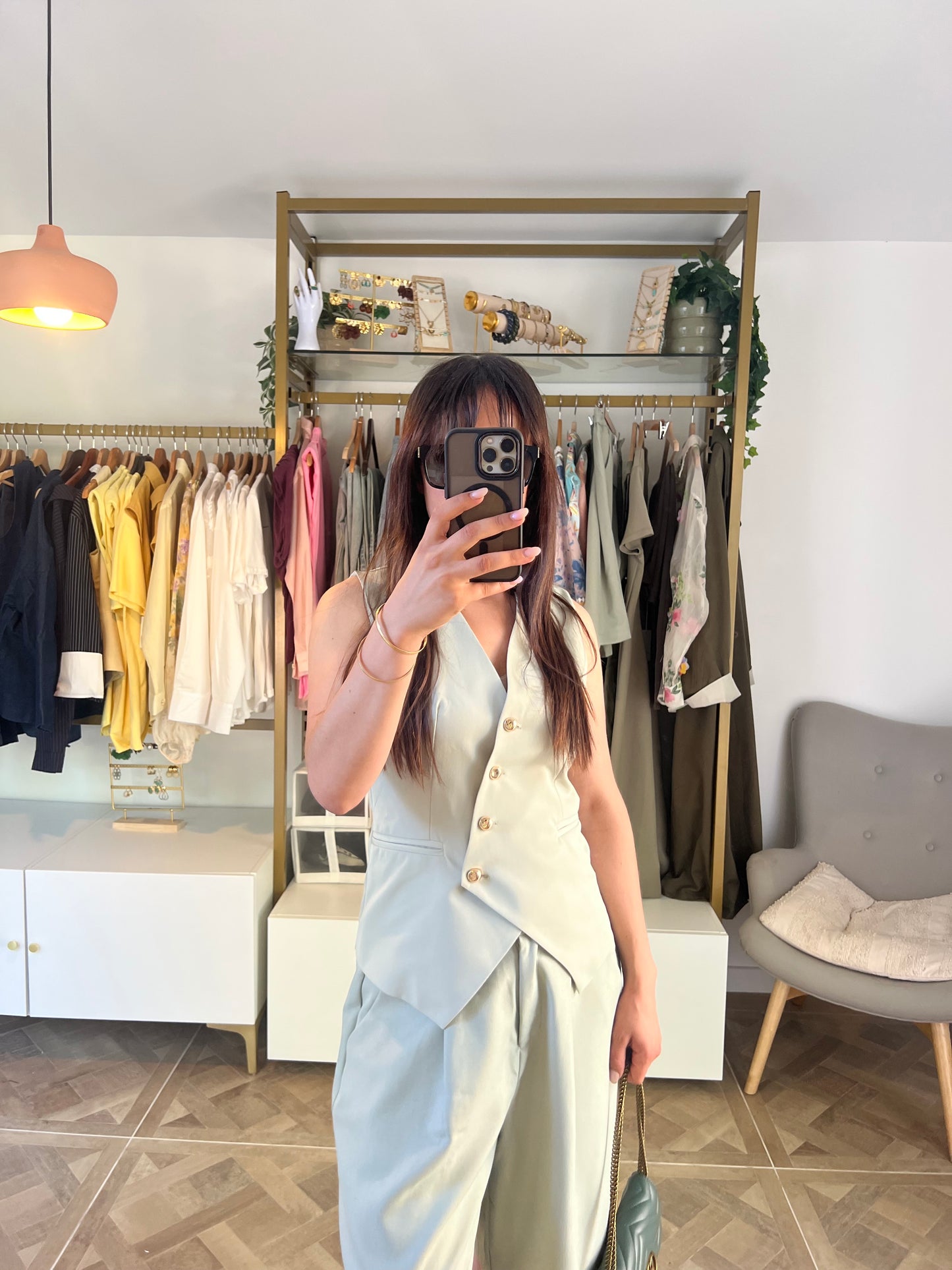Gilet sans manches vert pastel