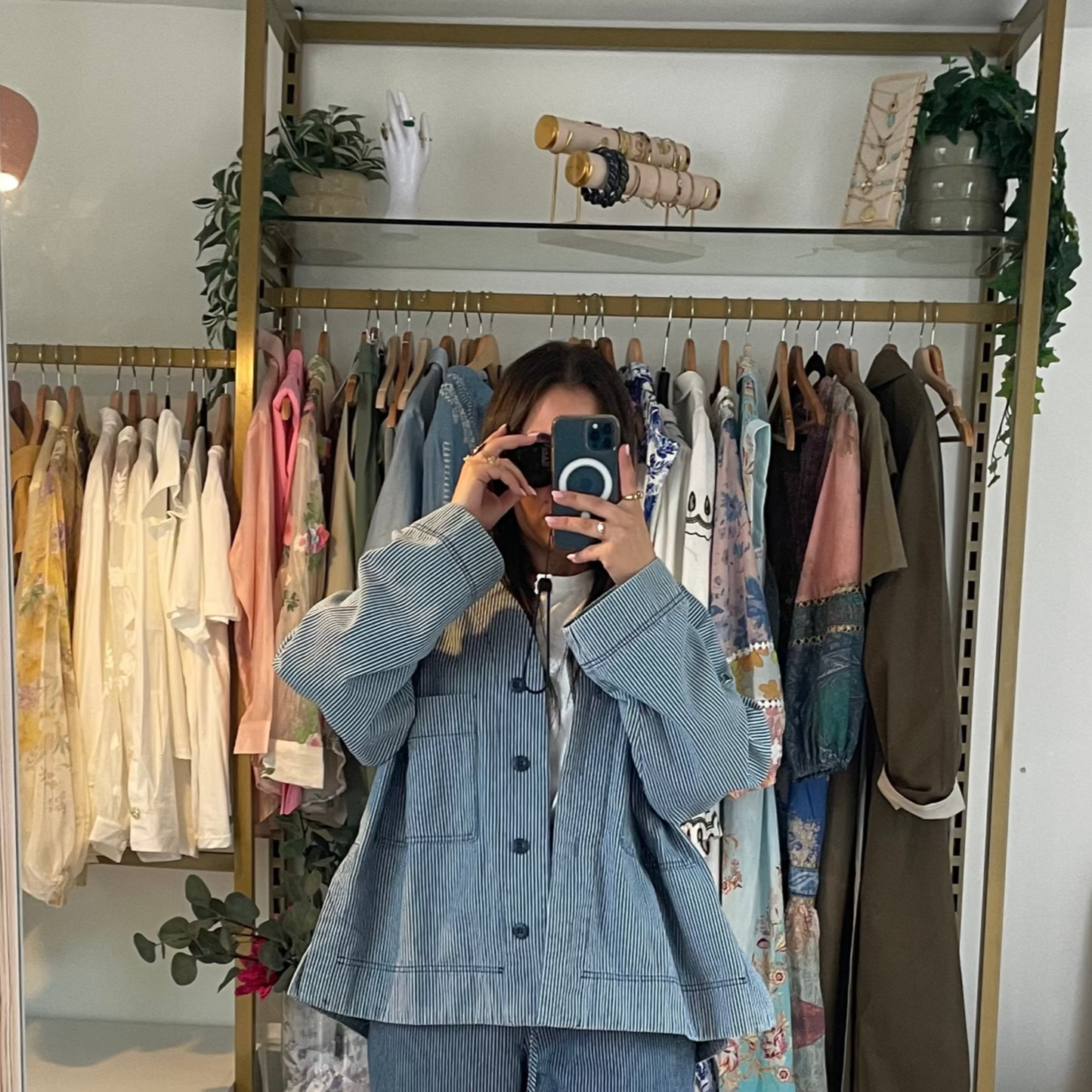 Gilet oversize rayé bleu