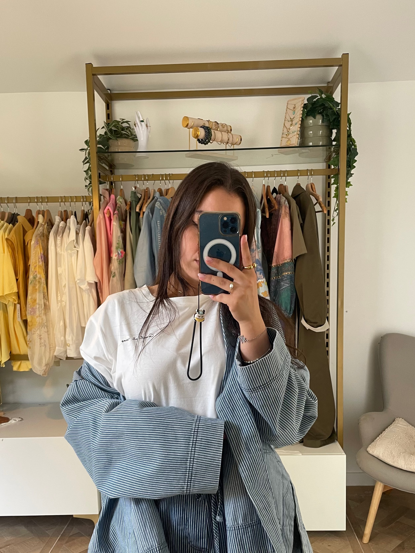 Gilet oversize rayé bleu
