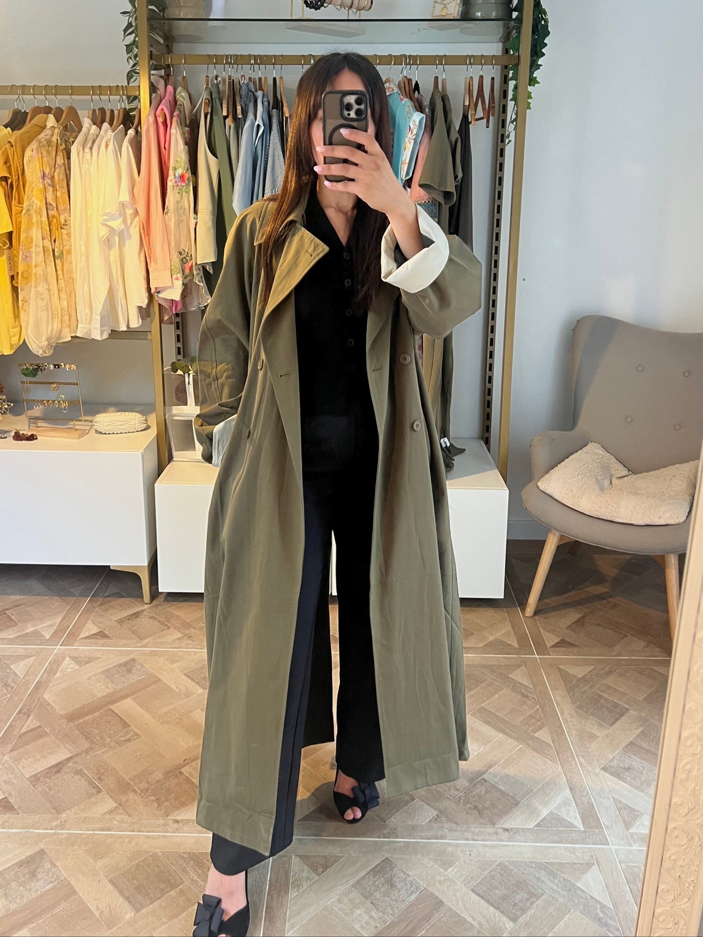 Trench long kaki