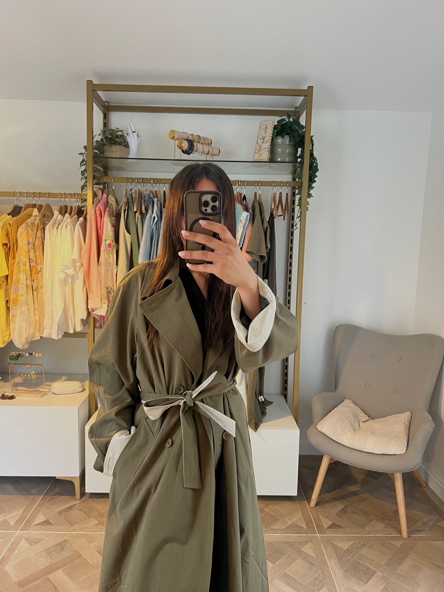 Trench long kaki