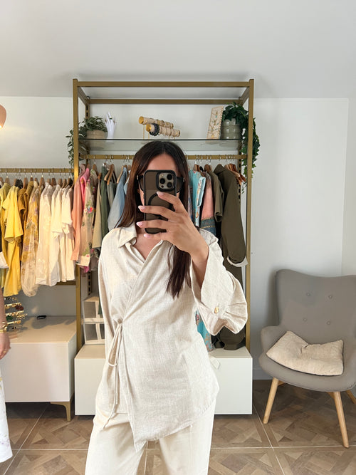 Chemise portefeuille en lin