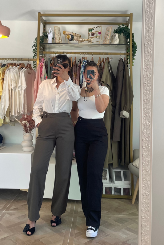 Pantalon large taille haute