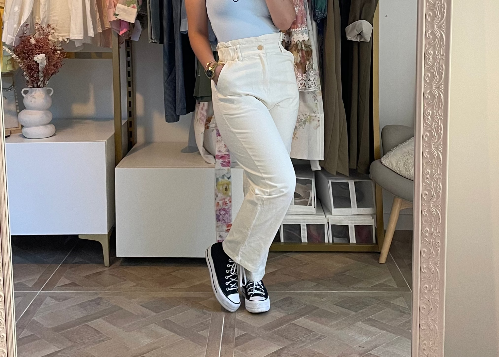White Paperbag Jeans