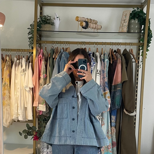 Gilet oversize rayé bleu